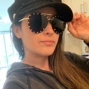 Black Studded Women’s Aviator Sunglasses 😎